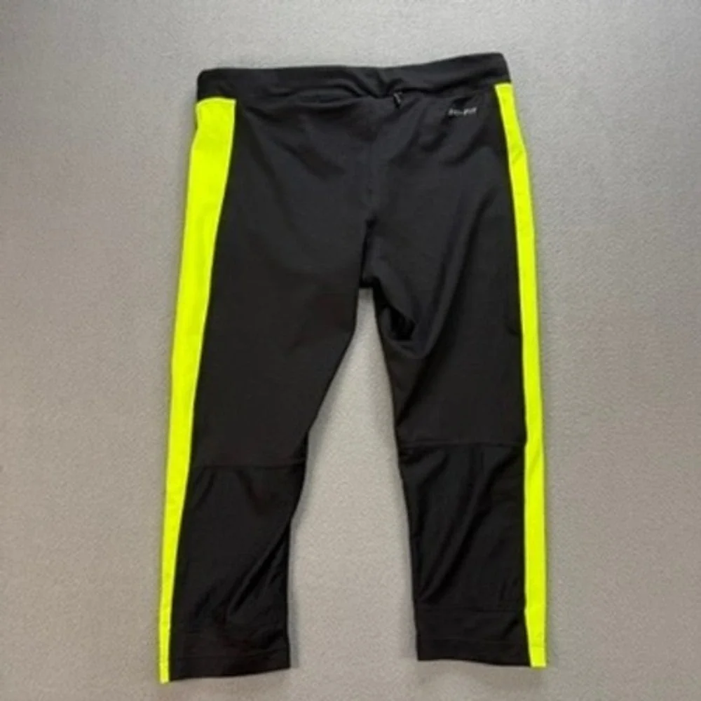 Nike Running Leggings Dri-FIT Crop Tight Fit Small Black Yellow Neon Athletic